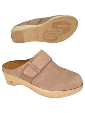 Gentle Souls Henley Tan Leather Wooden Platform Womens Clog Size 6.5M